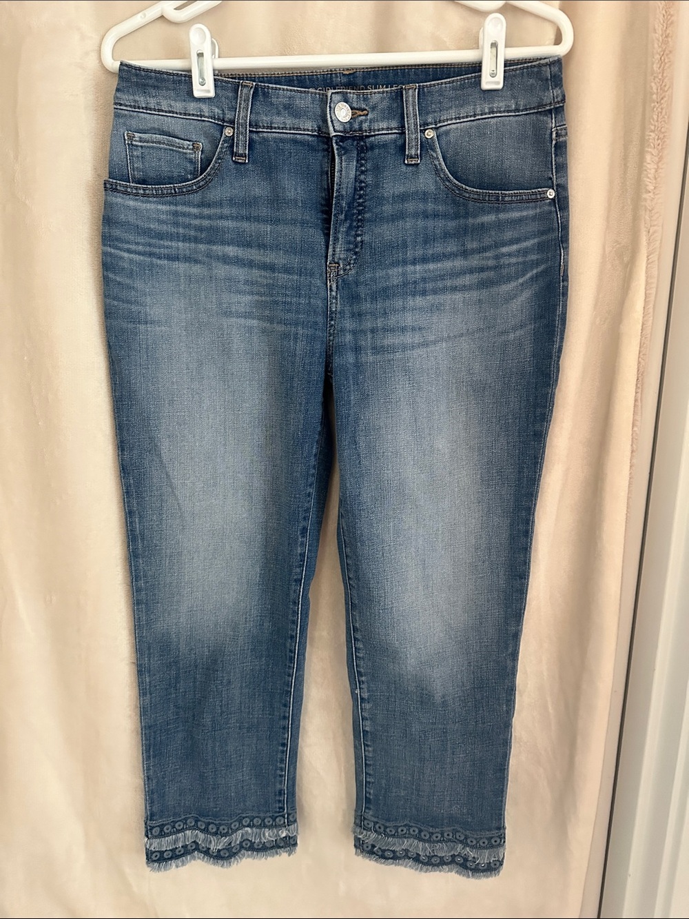 Chico's Light Blue Cropped Jeans With Decorative Trim